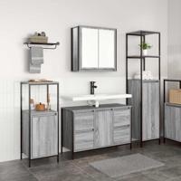 Badkamermeubelset 3 pcs Grijs sonoma en Zwart 36 x 35 x 165 cm
