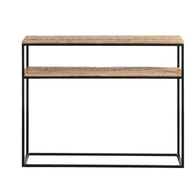 Leen Bakker - Sidetable Kyan - Zwart/naturel - 79x100x30 Cm - Hout/Metaal - Zwart#Bruin