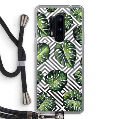 Geometrische jungle: OnePlus 8 Pro Transparant Hoesje met koord