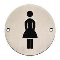 Hoppe aanduidingsplaat - symbool Dame - Ø 100 mm - E664F - RVS
