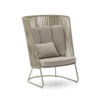 Kave Home Outdoor Fauteuil 'Saconca' Met hoge rug, Gevlochten touw, kleur Beige