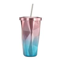 500ml onregelmatige dubbellaagse 304 roestvrijstalen Sippy beker (roze)