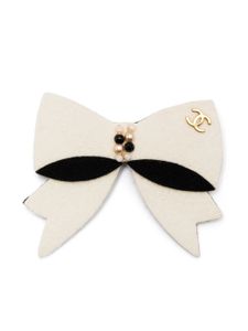 CHANEL Pre-Owned broche nœud en feutre (2002) - Blanc