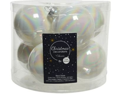 Kerstballen glas dia. 7 cm white/iris - Ksd
