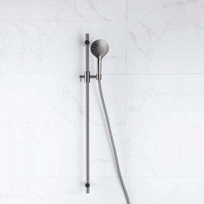 Fortifura Calvi glijstangset met ronde handdouche, gladde doucheslang Geborsteld Gunmetal PVD SW767491/SW799451/SW721165