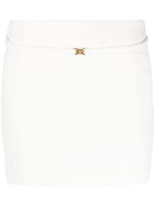 Blumarine minijupe ceinturée à boucle logo - Blanc