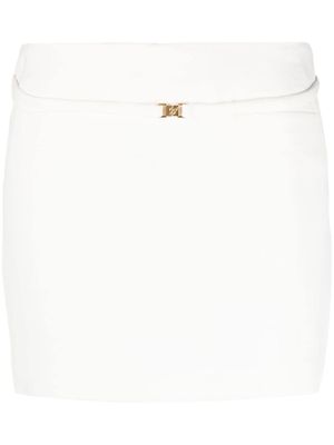 Blumarine minijupe ceinturée à boucle logo - Blanc