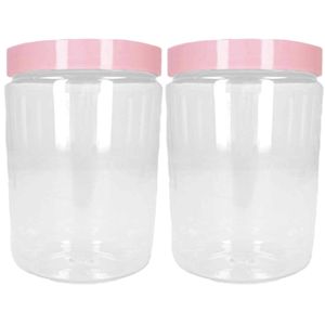 Voorraadpot/bewaarpot - 2x - 375 ml - kunststof - oud roze - B7 x H12 cm - Voorraadpot