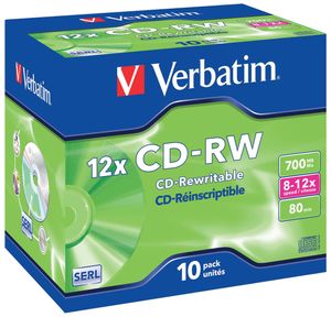 Verbatim CD rewritable CD-RW, doos van 10 stuks, individueel verpakt (Jewel Case)