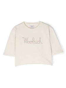 Woolrich Kids t-shirt crop à logo brodé - Tons neutres