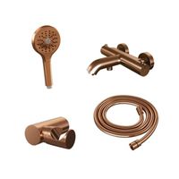 Brauer Copper Edition Badkraan opbouw - douchegarnituur - 2 gladde knoppen - handdouche rond 3 standen - PVD - geborsteld koper sw374481/sw374490/SW1164710/sw374519/