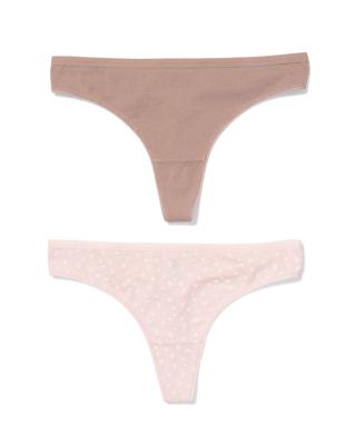 HEMA Damesstrings katoen bloemen - 2 stuks lichtroze (lichtroze)