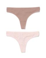 HEMA Damesstrings katoen bloemen - 2 stuks lichtroze (lichtroze)