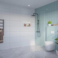 Fortifura Galeria Inloopdouche - mat glas - 30x200cm - 8mm - nano - blind inbouw profiel SW797931 Sw1102415