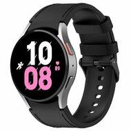 leer + siliconen bandje - Maat: small - Zwart - Samsung Galaxy watch 7 / Galaxy Watch FE - 40mm & 44mm