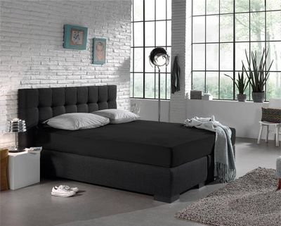 Homecare Jersey Hoeslaken Matras | Zwart - 135 gram - Enkel