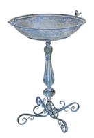 AN IRON BIRD BATH - ANTIQUE BLUE AN IRON BIRD BATH - ANTIQUE BLUE