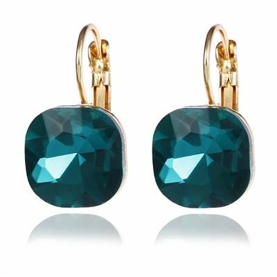 Vrouwen Fashion kleurvierkantje Stud Oorbellen Crystal Strass Earring(Green)