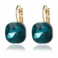 Vrouwen Fashion kleurvierkantje Stud Oorbellen Crystal Strass Earring(Green)