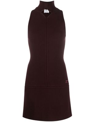 Courrèges robe longue en maille à découpe - Rouge