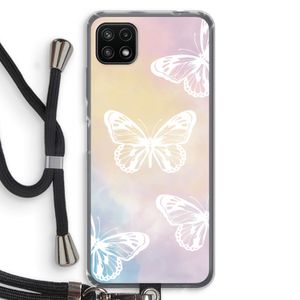 White butterfly: Samsung Galaxy A22 5G Transparant Hoesje met koord