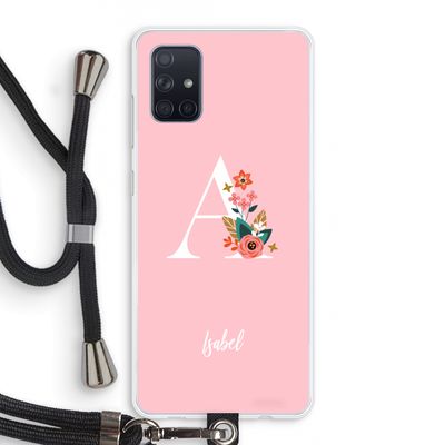 Pink Bouquet: Samsung Galaxy A71 Transparant Hoesje met koord