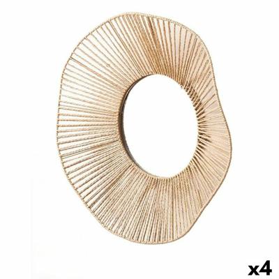 Wandspiegel Gift Decor Natuurlijk Golven 52 x 9 x 51 cm (4 Stuks)