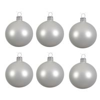 24x Glazen kerstballen mat winter wit 6 cm kerstboom versiering/decoratie   - - thumbnail