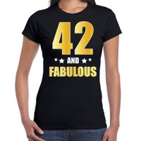 42 and fabulous verjaardag cadeau t-shirt / shirt goud 42 jaar zwart voor dames