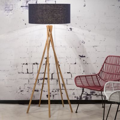 Good&Mojo Vloerlamp 'Kilimanjaro' Bamboe en Eco linnen, kleur Denimblauw Good&Mojo Vloerlamp 'Kilimanjaro' Bamboe en Eco linnen, kleur Denimblauw