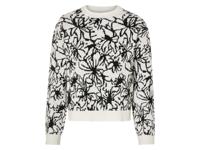 esmara Gebreide dames trui (M (40/42), Bloemen wit/zwart)