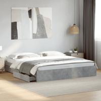 Bedframe met lades bewerkt hout betongrijs 200x200 cm