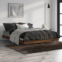 Bedframe bewerkt hout bruin eikenkleur 140x190 cm - thumbnail