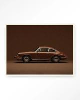 Urban Cotton Wandkleed 'Brown Porsche' 80 x 110cm in Floating Frame - off white