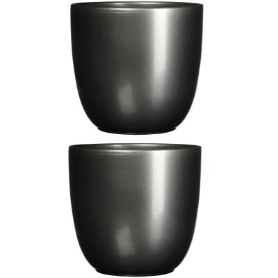 2x stuks bloempot antraciet grijs keramiek voor kamerplant H23 x D25 cm 2x stuks bloempot antraciet grijs keramiek voor kamerplant H23 x D25 cm