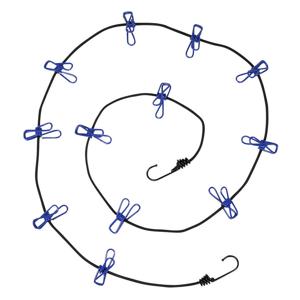 Benson Waslijn incl. 12 knijpers - elastisch van 190 tot 320 cm - met haken