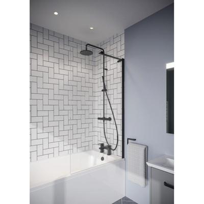 Crosswater Clear 6 Fixed Badwand - 90x150cm - links - /rechts - Matt Black CABSBC0900