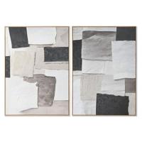 Schilderij Home ESPRIT Wit Zwart Beige Abstract 103 x 4,3 x 143 cm (2 Stuks)