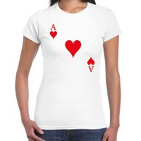 Bellatio Decorations casino thema verkleed t-shirt dames - harten aas - wit - poker t-shirt 2XL  -