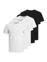 Jack & Jones Jack & Jones Basic Heren T-shirt JJEORGANIC Wit/Zwart 5-Pack