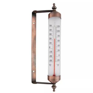 Esschert Design Thermometer Fensterrahmen Vloeibare omgevingsthermometer Buiten Brons, Wit