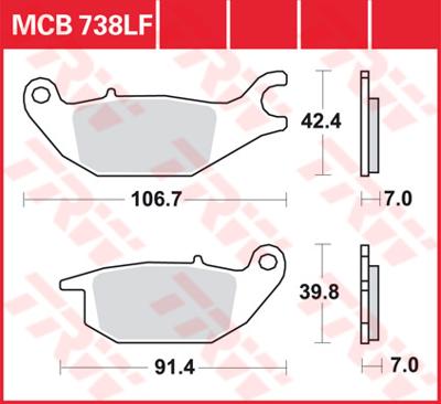 TRW Remblokken, en remschoenen voor de moto, MCB738 Allround organisch