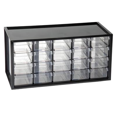 Sorteerbakjes spijkers/schroeven - 20 lades - 16 x 38 x 20 cm - opbergkastjes - ophangbaar - zwart Sorteerbakjes spijkers/schroeven - 20 lades - 16 x 38 x 20 cm - opbergkastjes - ophangbaar - zwart