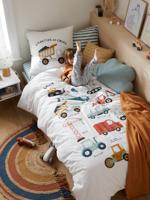 Set dekbedovertrek + kussensloop voor kinderen QUEL CHANTIER! Oeko-Tex® ecru/meerkleurig