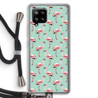 Flamingoprint groen: Samsung Galaxy A42 5G Transparant Hoesje met koord