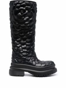Valentino Garavani bottes à fleurs embossées - Noir
