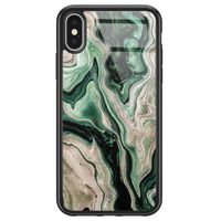 iPhone X/XS glazen hardcase - Green waves