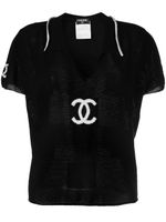 CHANEL Pre-Owned haut en cachemire à logo CC (2001) - Noir