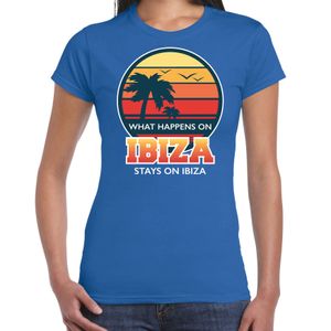 Ibiza zomer t-shirt / shirt What happens in Ibiza stays in Ibiza blauw voor dames