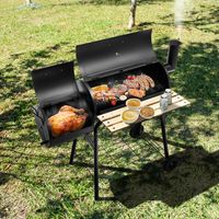 BBQ Houtskoolgrill met Deksel Grillwagen met Wielen Houtskool Barbecue Buitengrill voor Camping en Tuin 115 x 65 x 108 cm